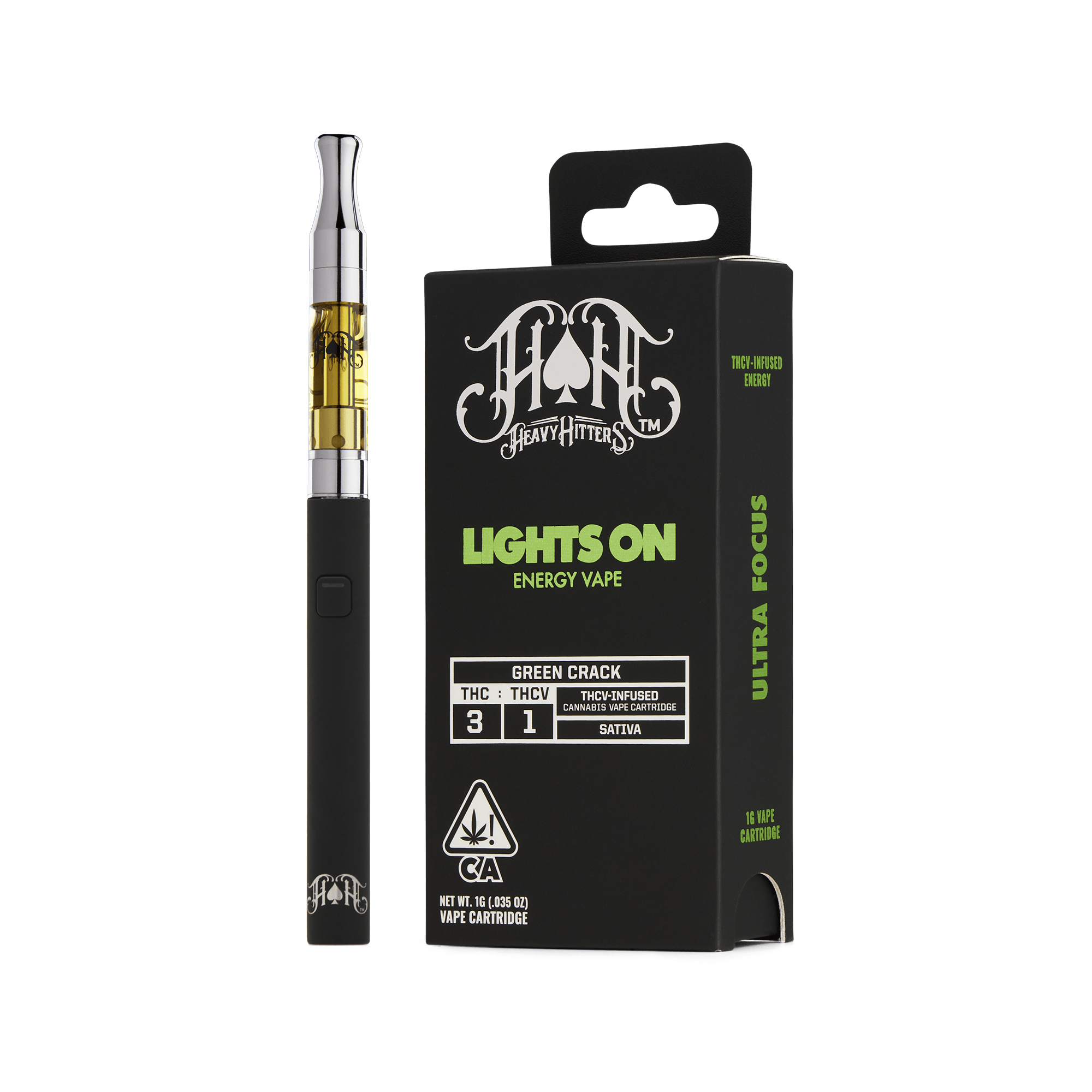 Green Crack Lights On | 1G THCV Energy Vape Cartridge