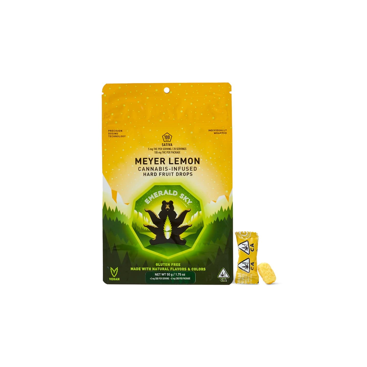 Emerald Sky | Hard Fruit Drops | 20pk/5mg - 100mg | Sativa | Meyer Lemon
